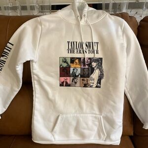Taylor Swift Eras Tour Style Hoodie White Collage Graphic No Tag Sweatshirt READ